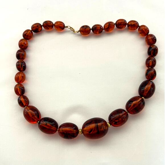 Stunning Vintage Art Deco Faux Baltic Amber Graduate Beaded Necklace - Picture 3 of 4